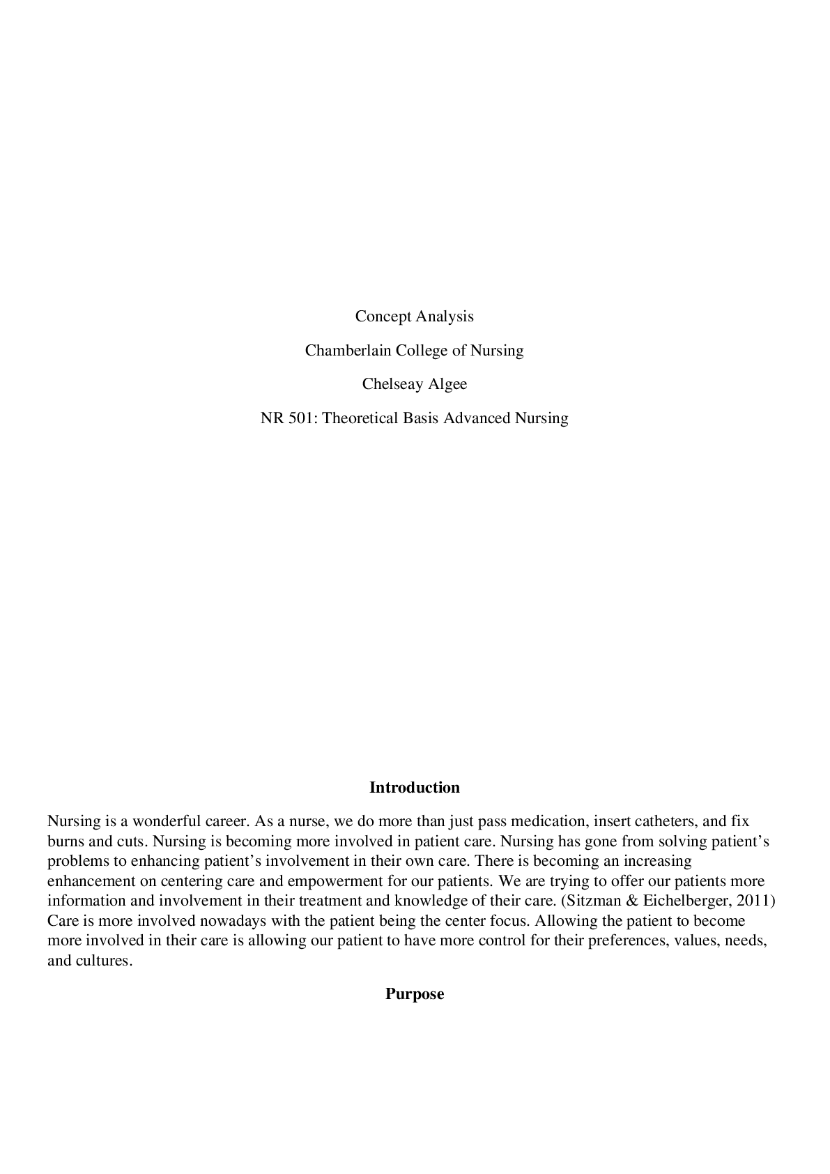 Preview image of NR 501 Concept Analysis Chelseay document